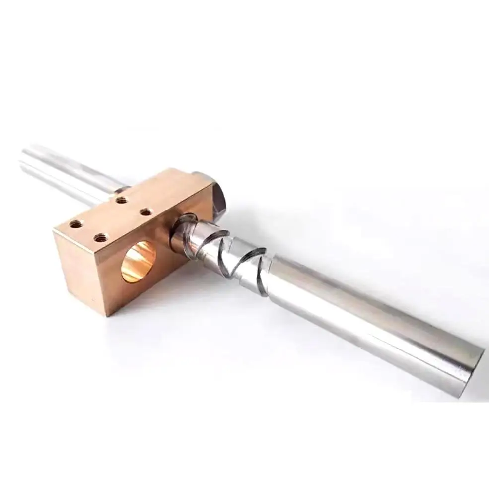 10x10 Stroke 60mm Length 200mm Stainless Steel Shaft Self Reversing Screw with Brass Nut Nickel Plating