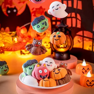 Halloween Marshmallow Candy Mixed Pack Fruity Flavored Pumpkin Lantern Green Ghost Evil Custom Factory Decorations Candy