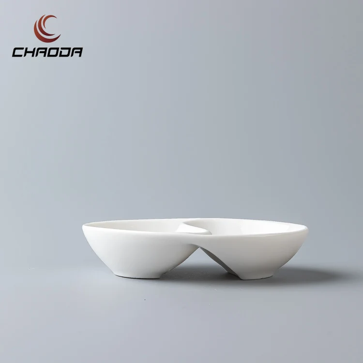 Oval Shape Porcelain Snack and Dip Bowl Chip and Dip Serving Dish