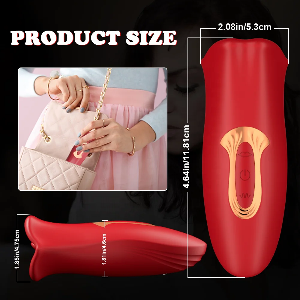 Women's 10 French Kissing Patterns Vibrating Tongue Rose Dildo Sex Toys Massager for Clitoral
