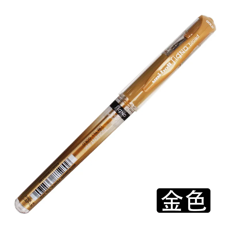 Uni-Ball Signo UM-153 Gel Ink Rollerball Pen, 1.0mm, Broad Point, White, Black and Silver