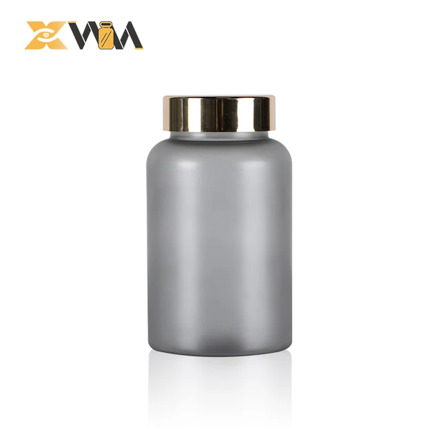 200ml PET frosted surface grey pill bottle supplement pharmacy empty bottle support with customized color custom cap