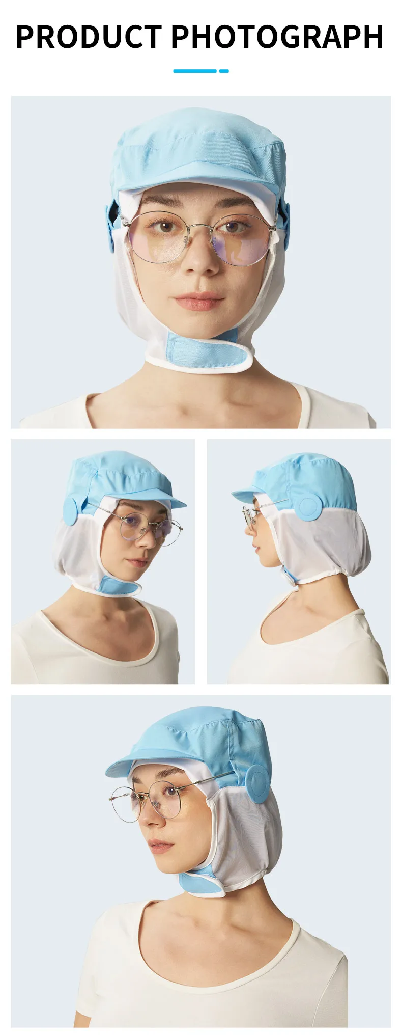 Polyester-Cotton Mesh Food Industry Cap Dustproof Workshop Hat One Size Fits All 400pcs/box