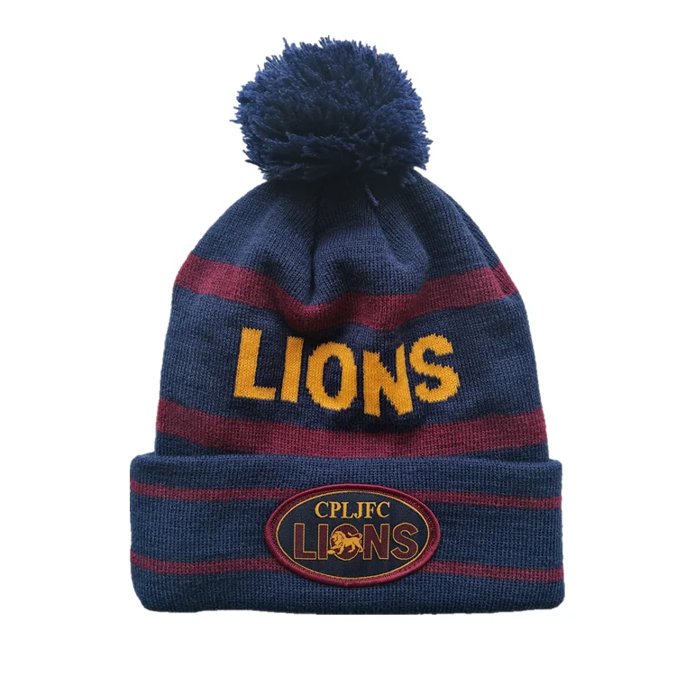 Custom Logo Winter Hats with Pom Pom Beanie Knit Toque Pom Beanie Hats