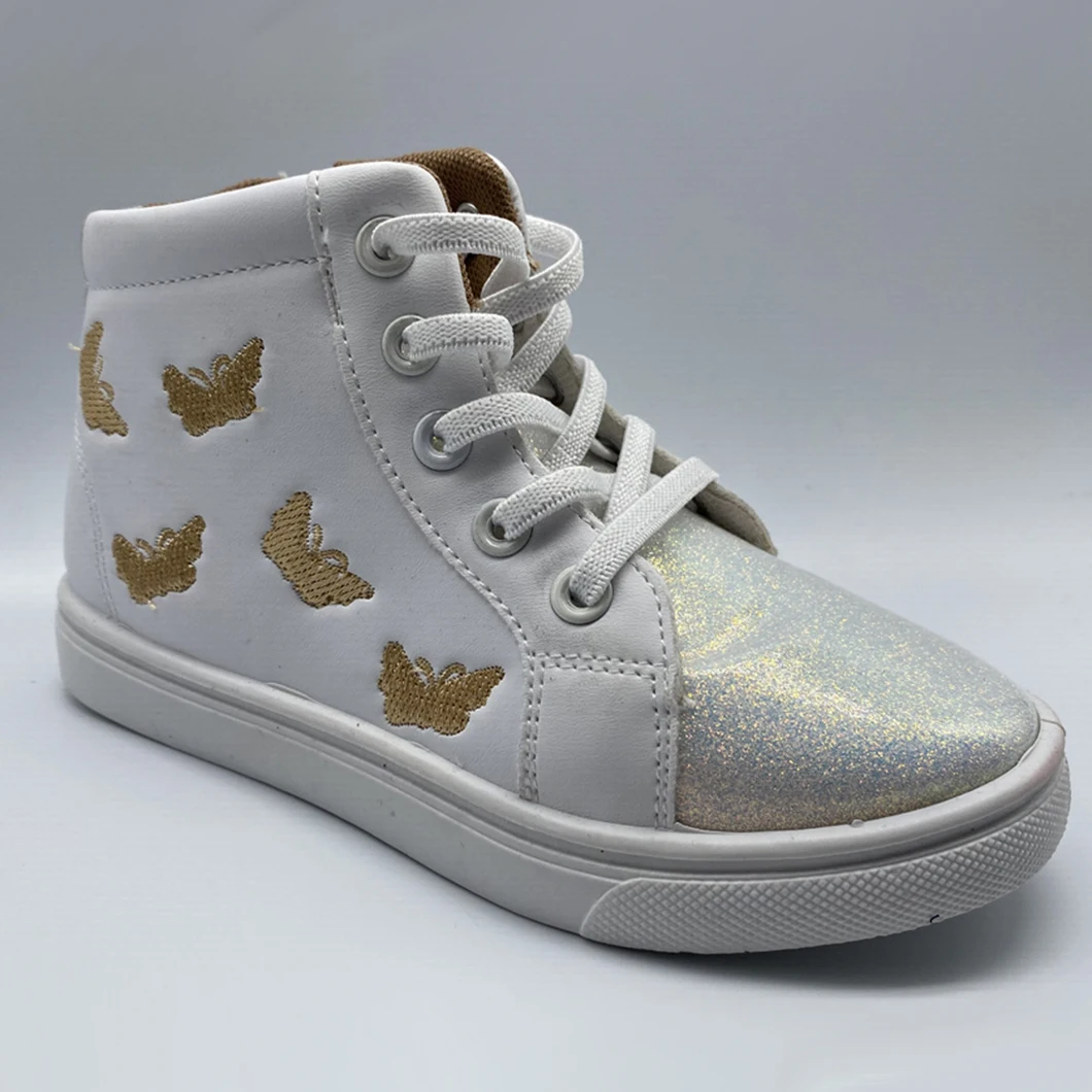 White Fashion Casual Shoes for Children Girls High Top Trend Sneakers