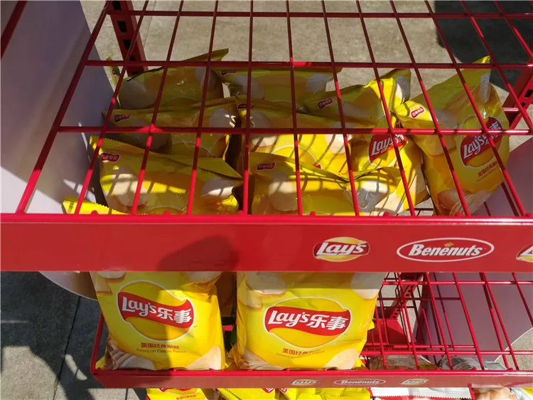 Customizable Lays Metal Wire Basket Candy Potato Chip Snacks Display Rack