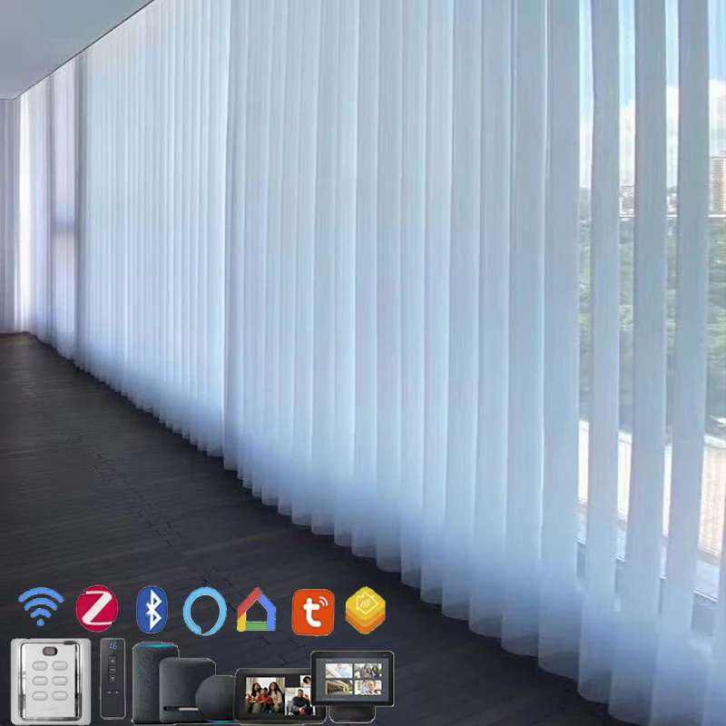 Motorized Remote Control Removable and Washable Sliding Door Vertical Blinds Dream Curtain Electric Smart Vertical Sheer Blinds