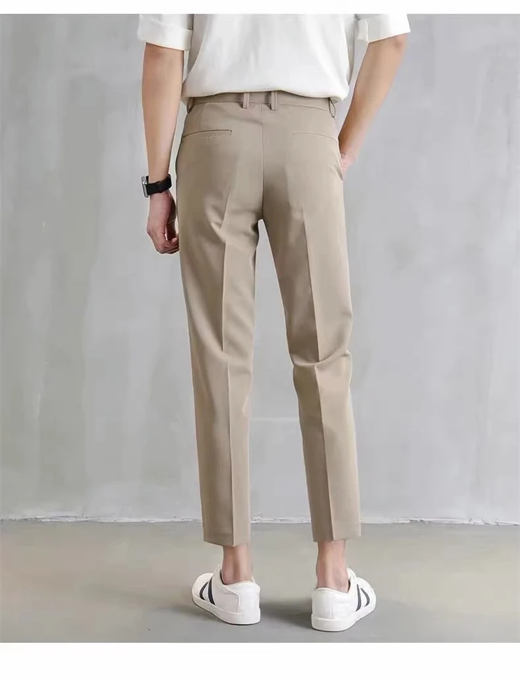 Cross-border menswear 28-40 size light business simple straight slim nine-point suit pants