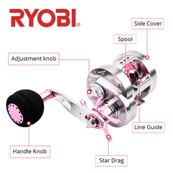 RYOBI RANMI Bering Slow Jigging Reel Fishing Reel Wheel Gear Ratio 6.8:1  Drag 12kg 11BB Drum Wheel