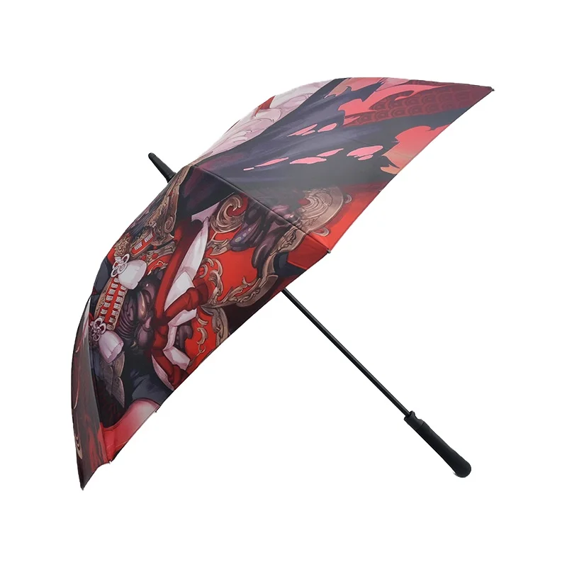 Promotional Branded Wind Proof Custom Logo Coloured Cheap Pongee Automatic Straight Large Golf Umbrella with Cover