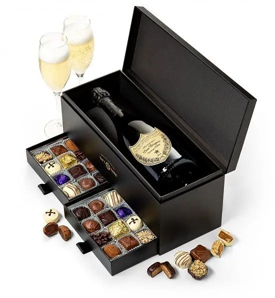 Custom Double  Layer Champagne Packaging Box Wine Cardboard Gift Box With Chocolate Drawer Set Packaging