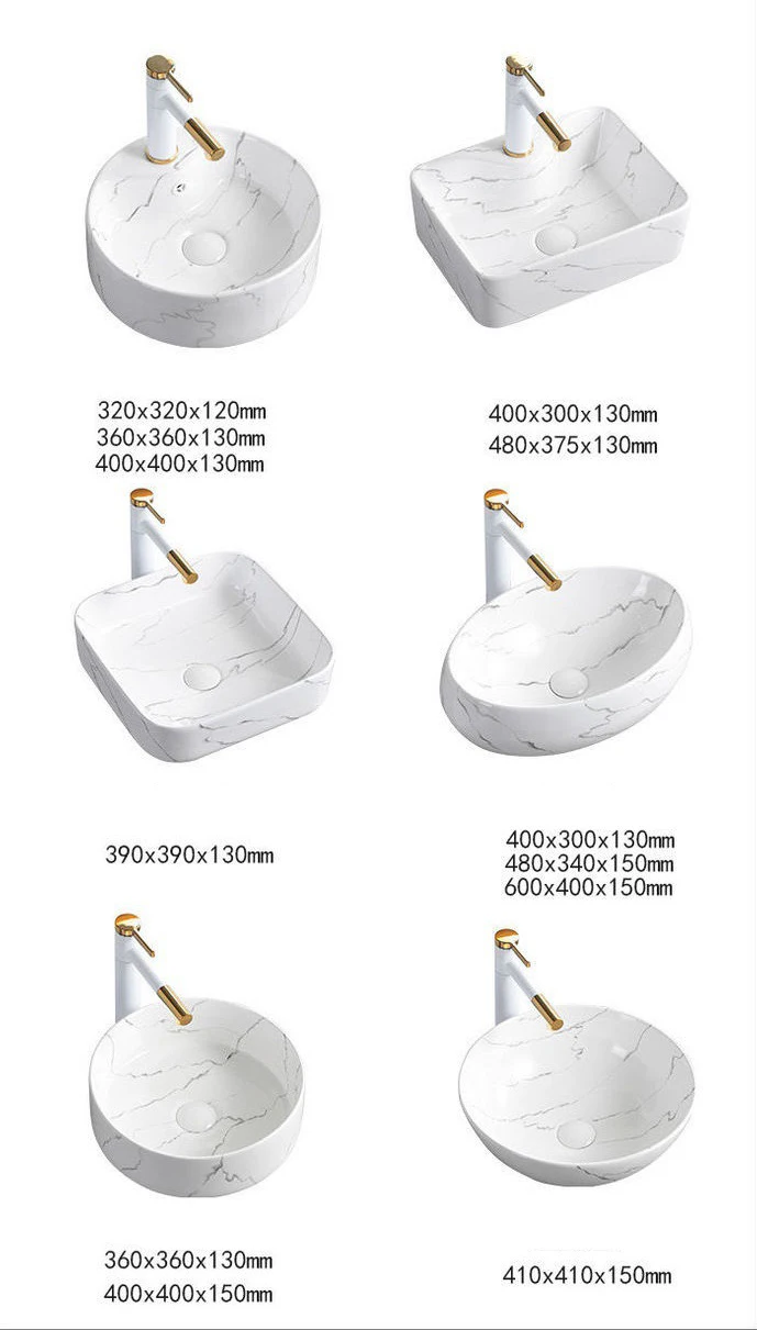 Calacatta white marble washbasin ceramic art basin hotel home bathroom oval hand wash basin sink supplier