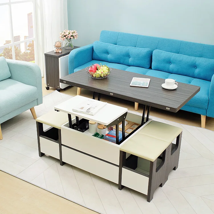 Multifunctional Coffee Table with Chairs Lift Top Coffee Table to Dining Table and Chair