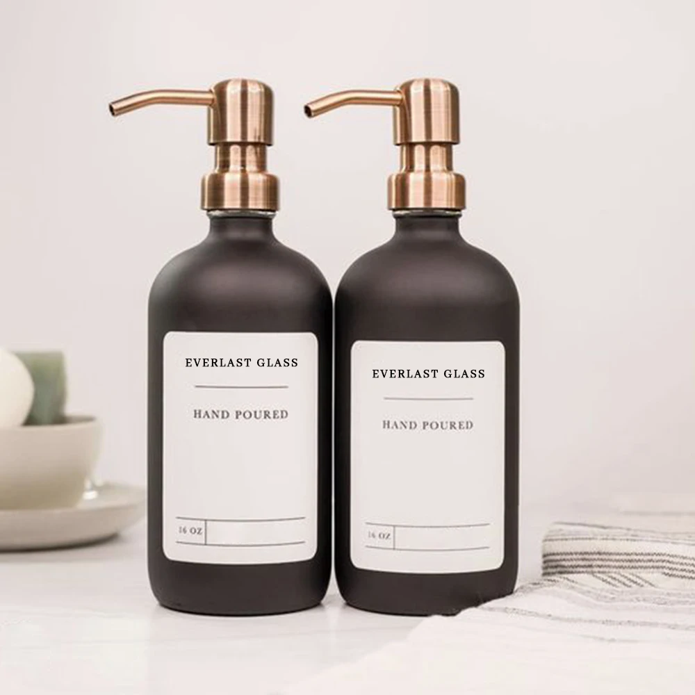 Wholesale 500ml Frosted Glass Liquid Soap Dispenser Bottle With