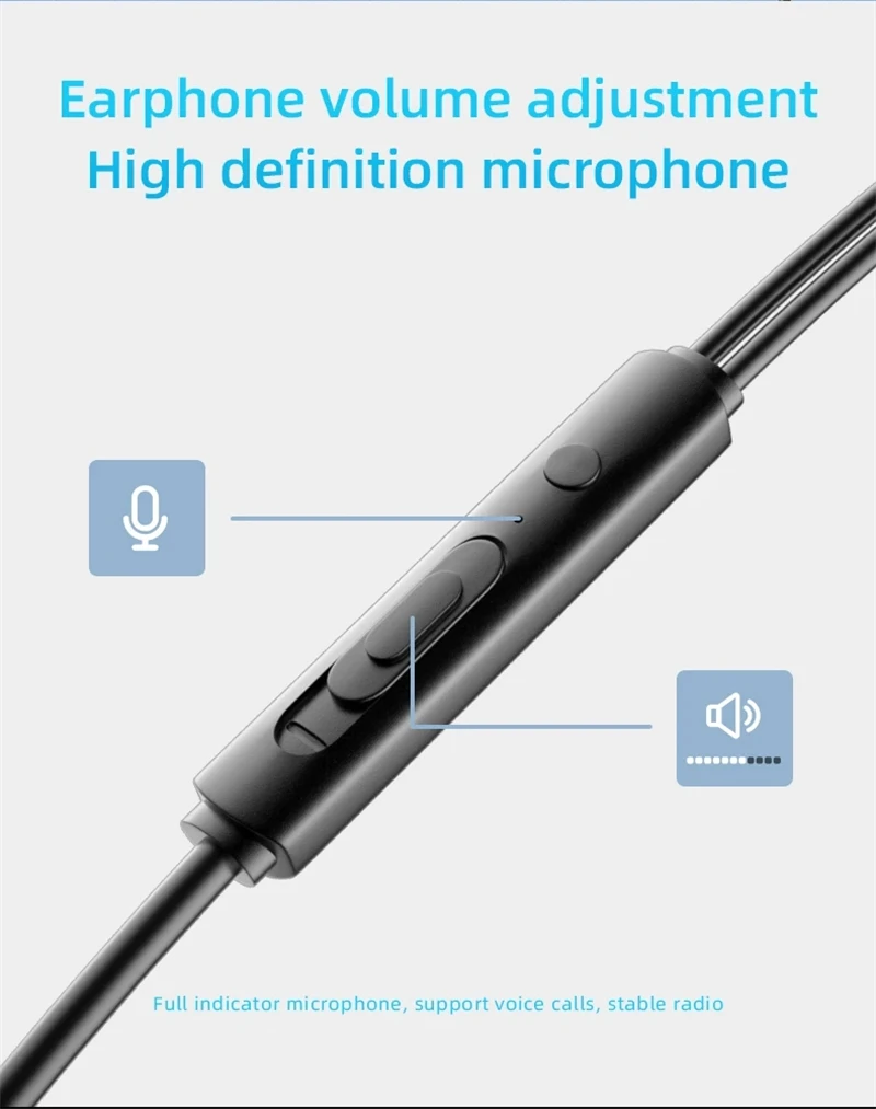 Computer Earphone USB Wired Earbuds 2.5M USB Headset Gaming Headphones Connect with Mic and Volume Control