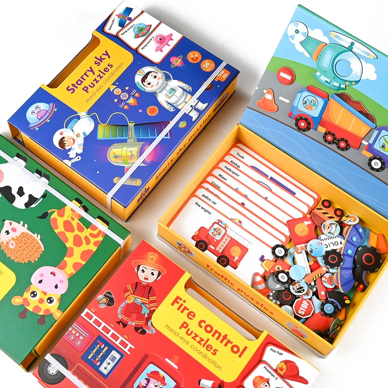 Montessori Magnet Jigsaw Book Puzzle Games Diy Early Educational Toys ...