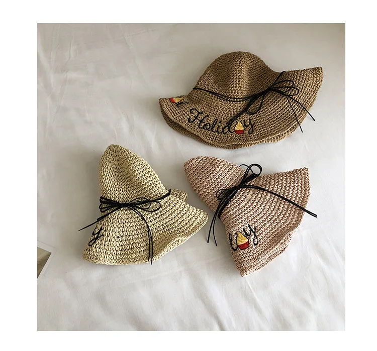JXLBB Primary Color Khaki Straw Hat Female Summer Korean Version of The Bow Big Hat Seaside Holiday Sun Hat Sunscreen Beach Hat