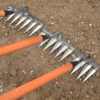 Iron Weed Rake; Garden Tool with Gloves; Planting Tool for Home Gardening