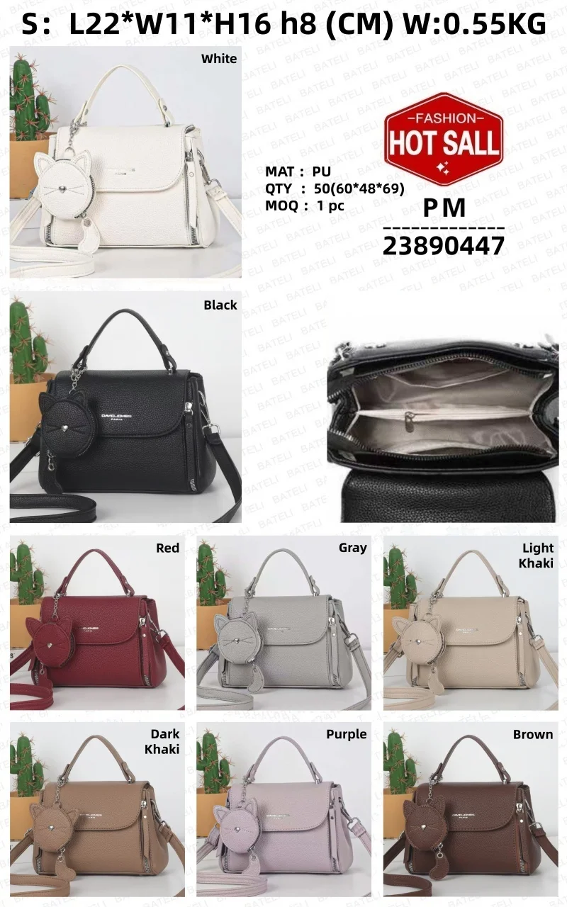 2025 Designer Women's PU Leather Handbags Shoulder Bags Zipper Closure Sacs Main Pourbag aperçu 2