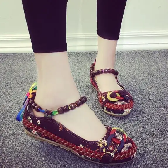 
 Новинка, большие размеры, старые Пекинские тканевые туфли, вышитые бисером, женские ремешки, ретро туфли, оптовая продажа  