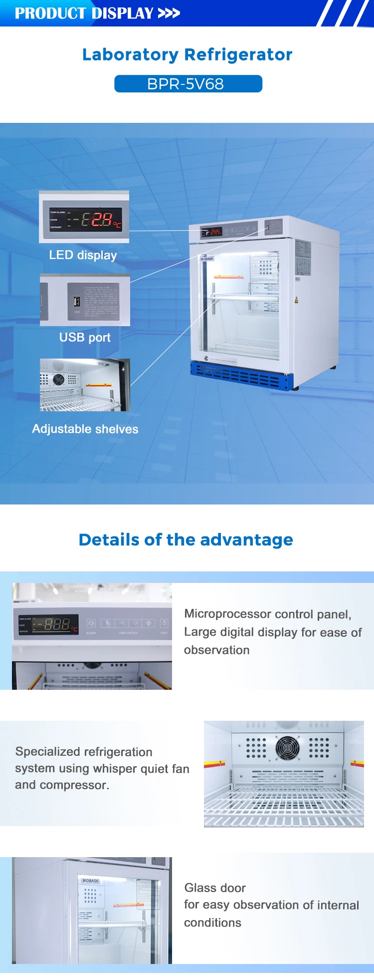 Lab Fridge Mini BIOBASE Laboratory Refrigerator Mini with Microprocesssor 68L Medical ...