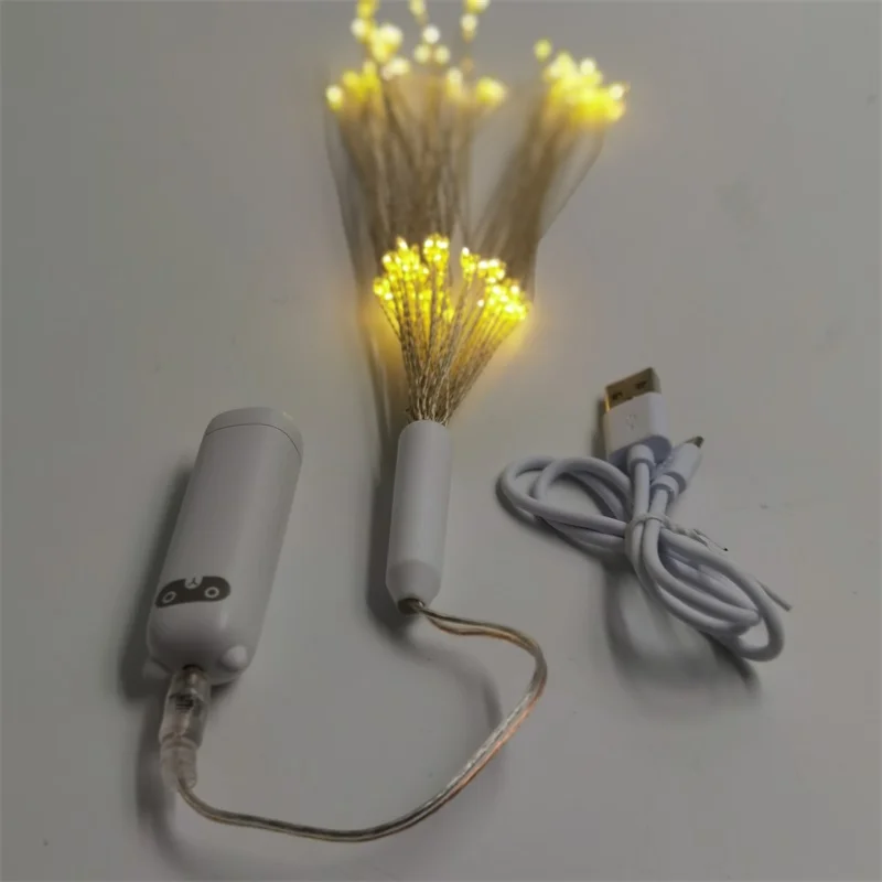 120L Cooper Wire Christmas Decoration Rechargeable Starburst Fireworks Outdoor Fairy String Light with Remote