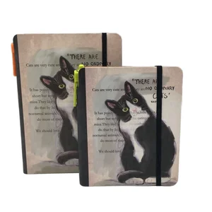 Custom High Quality Full-Color Printing Paper Hard Cover  Cardboard Kraft Paper Notebook Planner with Pen Loop on the Spine