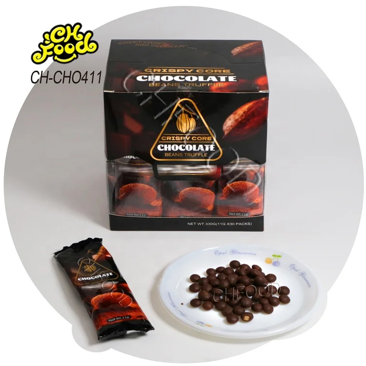 Chocolate Coated Crispy Cereal Puffed Ball China Candy Wholesale and Custom Halal Snack Food