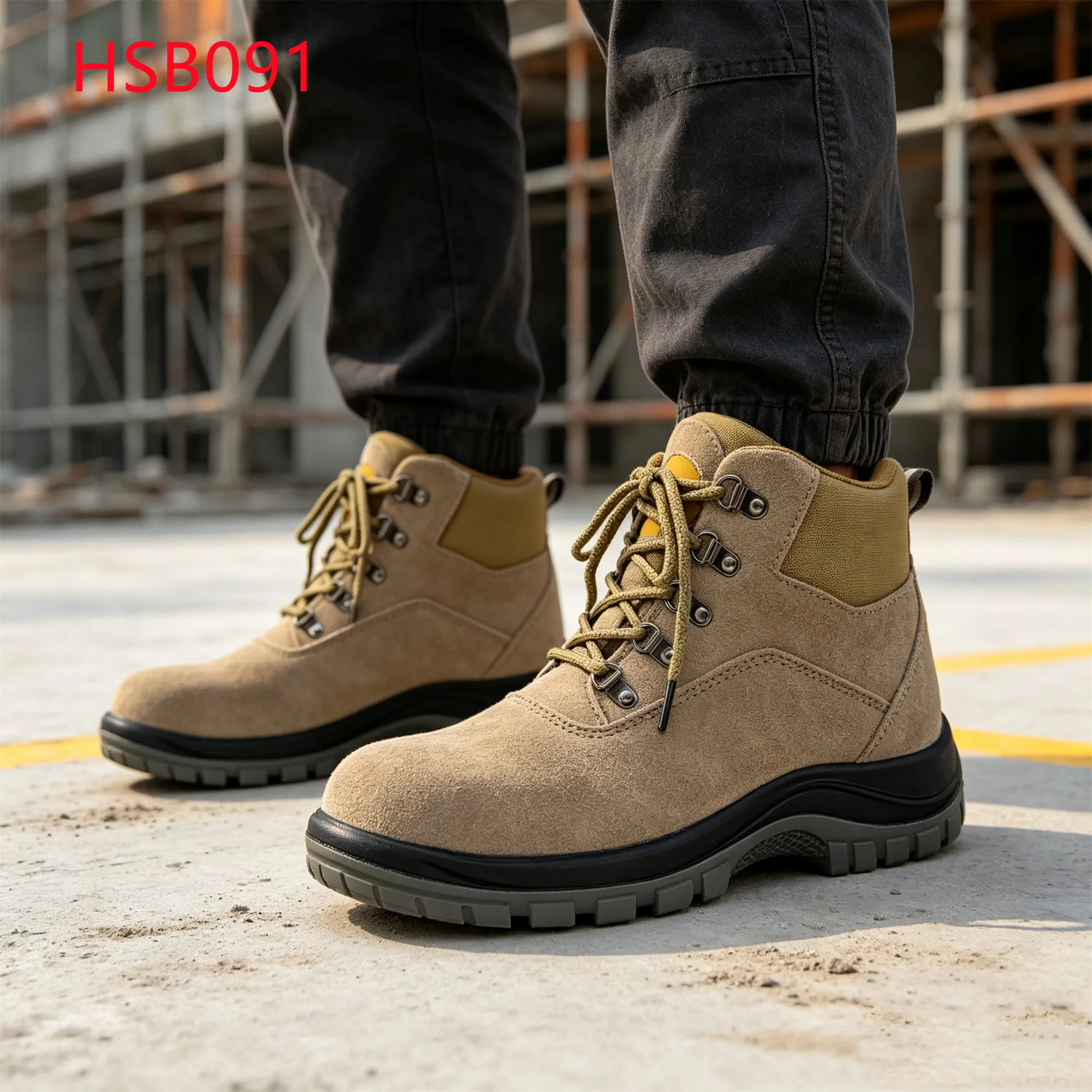 LXG,Freight Yard Quality Suede Leather Vamp Hua Singh Safety Footwear Stab-resistant Outsole Sand/pink Color Work Boots HSB091
