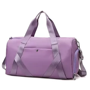 2026 Custom New Women Design Overnight Waterproof Sport pink Gym Duffel Tote Bag Oxford Duffle Travel Bag with Shoe Compartment