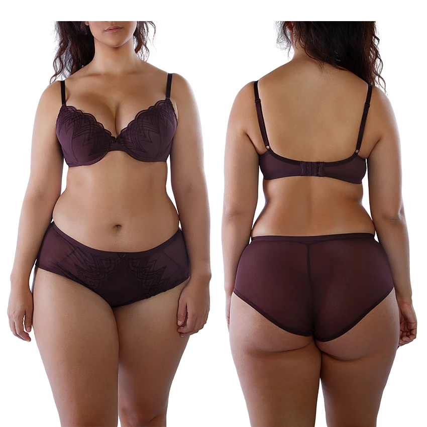 Woman Plus Size Padded Lace Bra And Panty Set Lace Panty And Bra Set