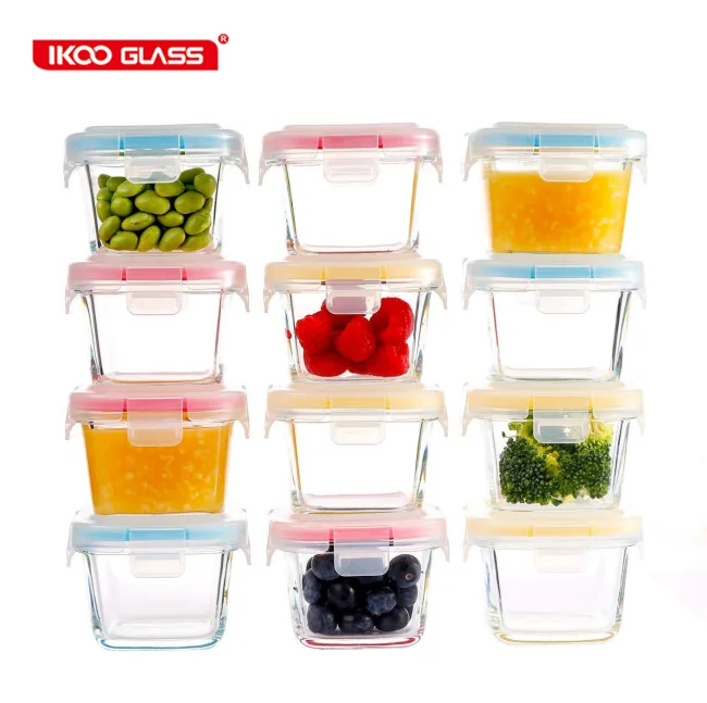 12-Pack 5 Oz, Glass Baby Food Storage Containers, Small Glass Jars with  BPA-Free Snap Locking Lids, Airtight Food Containers, Freezer and Microwave