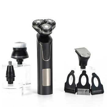 USB Charging 4-in-1 Men's Electric Shaver LED display Waterproof Replaceable Head for Face Shaving