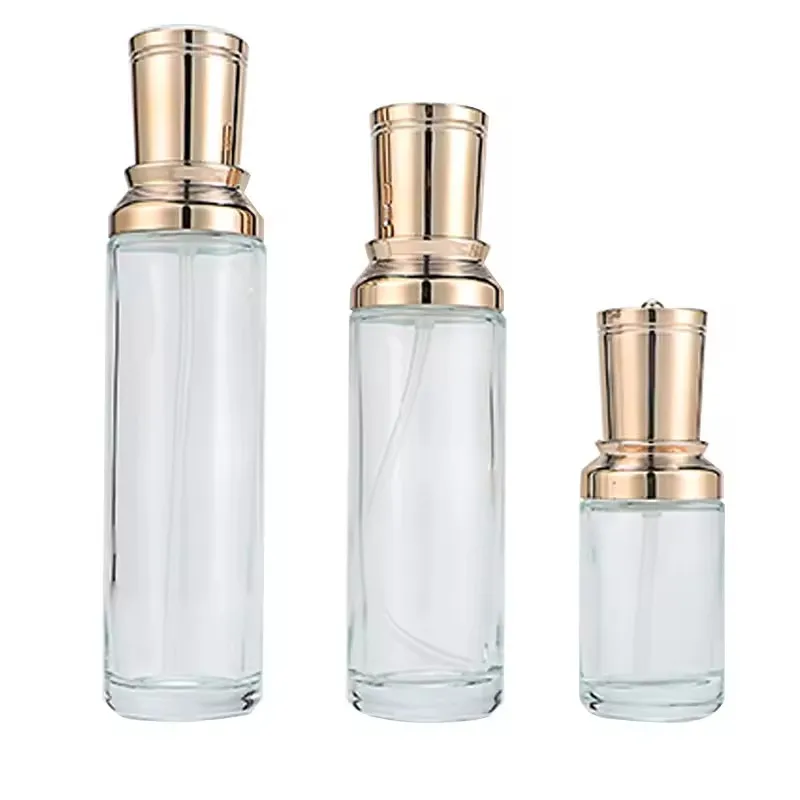 Manufacturer glass set 50g 30ml 100ml 120ml cosmetic set packaging luxury pump cosmetic container glass packaging factory