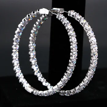 Wholesaler Prices New Hip Hop Real Big Diamond Hoop Earrings for Custom