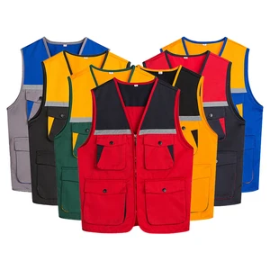 Wholesale Custom Logo Men's Multi Pockets Vest Workwear Reflective Safety Vest Uniform Outdoor Work Vest
