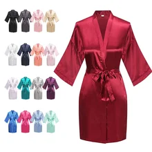 OEM Custom Logo Silk personalized Embroidery Robes Silk Satin Kimono Robe Women Party Wedding Bridesmaid Bridal Robes