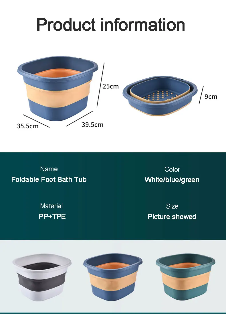 Collapsible Foot Bath Basin Plastic Bucket For Soaking Feet Cleaning