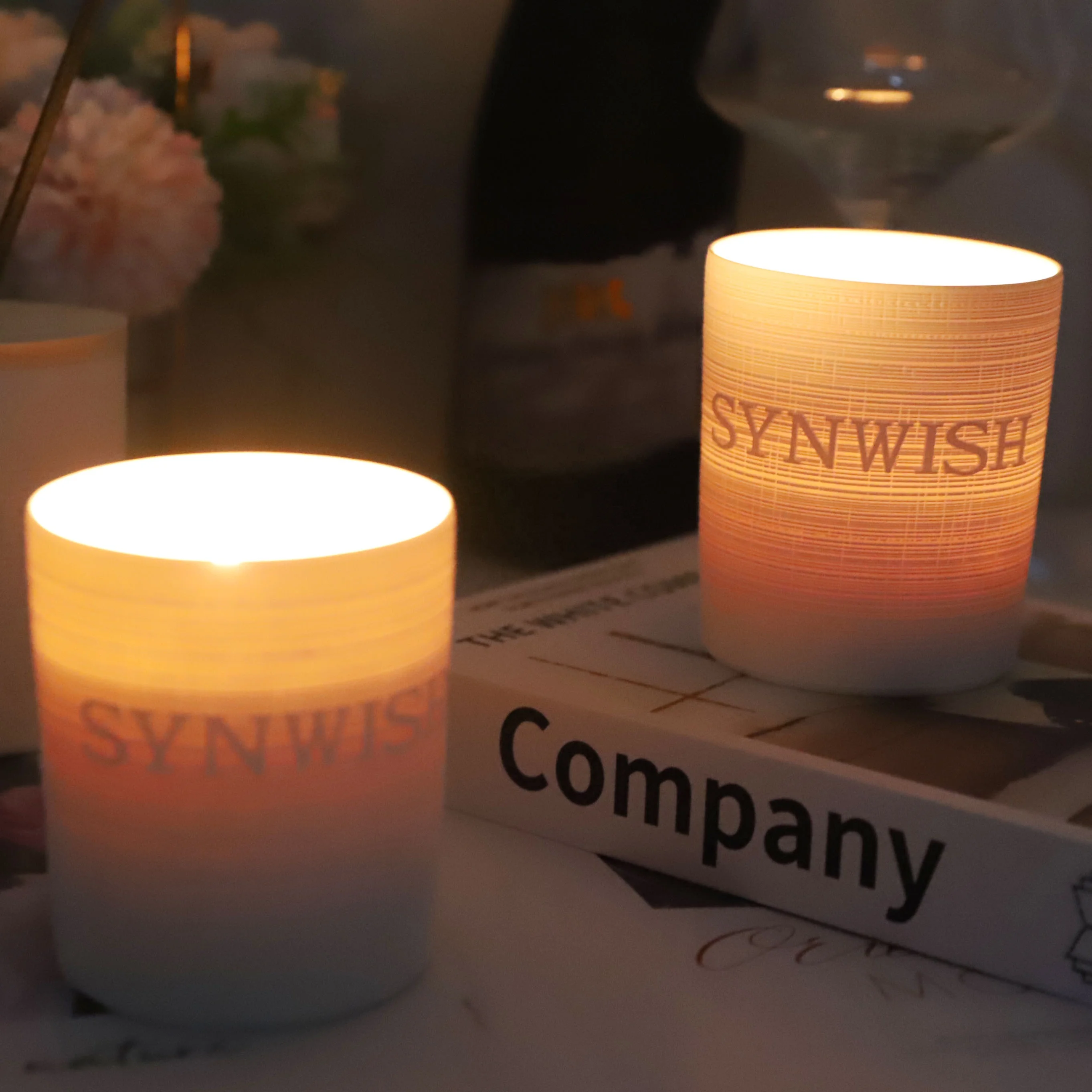 Synwish High Quality Embossed Logo Empty Custom Jars Ceramic Porcelain Candle Holder Jar Vessels with Lid factory