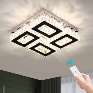 Zeal Lighting Living Room Luxury square Shape Modern Luxury K9 Crystal Led Ceiling Chandelier Light Fixture