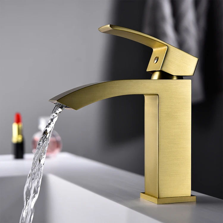 Grifo monomando para lavabo de baño cuadrado con función fría y caliente de acero inoxidable SUS 304 moderno