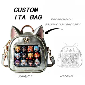 Factory Custom Cute Cat Shape Shoulder Ita Bag Customized Cool Girls Daily Life Ita Handbags