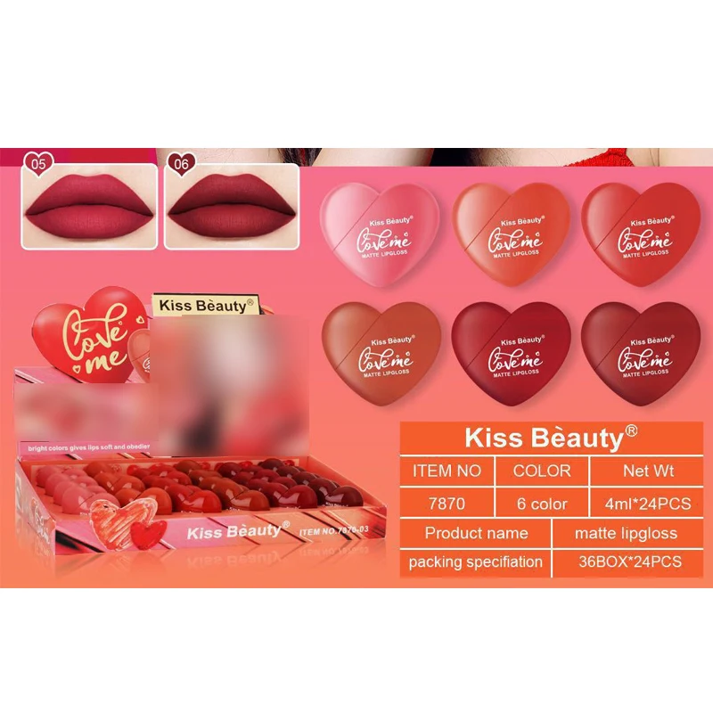 kiss beauty love me matte lip gloss