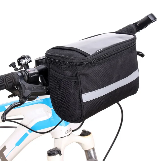 Multifunctional Bike frame handlebar storage bag with reflective strip