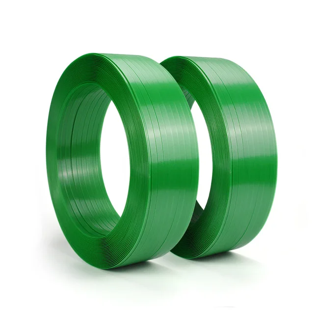 Customized 12mm 16mm 19mm 25mm 32mm Green Embossed Smooth Plastic Tape Polyester Pallet Packing PET Strapping Band Roll