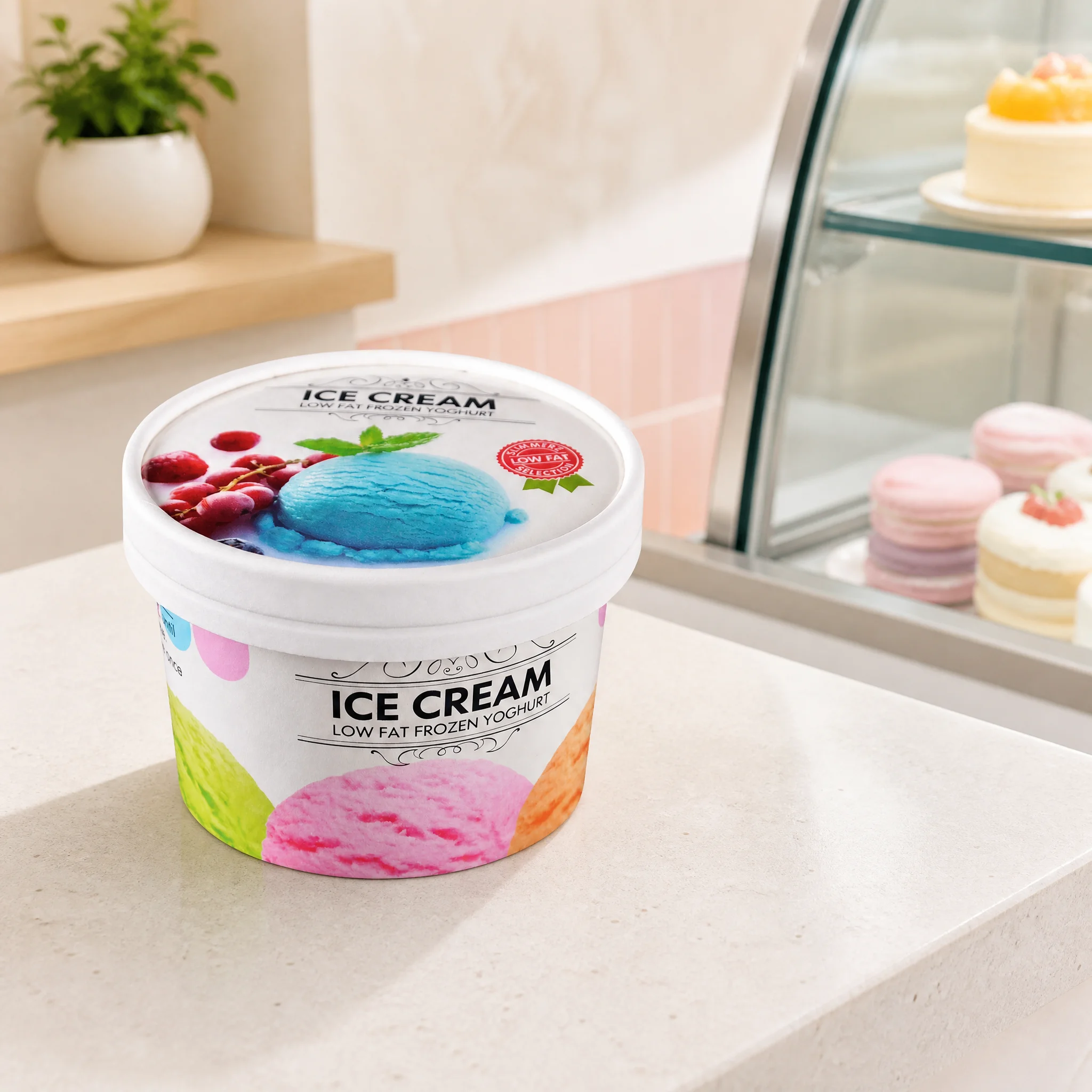 WELCOTECH 8oz 12oz Ice Cream Paper Cup with Lid Custom Logo Printed Frozen Yogurt Dessert Tub Paper