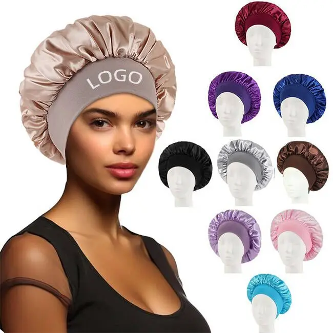 Shower Cap Wide Band Satin Bonnet Men's Satin Silk Haircare Bonnet Cap Wide Band Night Wear For Sleeping,  Hair Protection, Home Bathroom Supplies Shower Cap (A01-Black, A02-Blue), Satin  Hair Bonnet, Protects Hair TikTok Shop