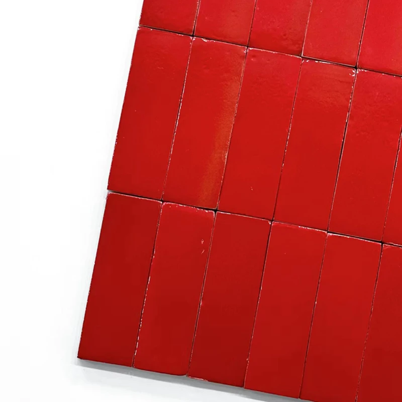 Handmade Moroccan Clay Zellige Tiles for Bathroom Kitchen Wall Art Ceramic 150*50mm Black Beige Fireplace Tiles