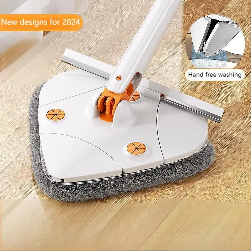 New Multifunctional 360° Rotating Cleaning Mop Floor Window Spinning Mop Glass Scraper Telescopic Triangle Microfiber Mop