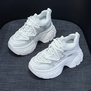 High Quality Thick Soled 9CM Women's Shoes, Women's 2026 Spring New Rhinestone Casual Fashion Sports Shoes